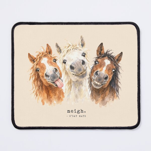 Item preview, Neigh Funny Horse Selfie Trio Watercolor Gday Mate designed and sold by Yellowriversss.