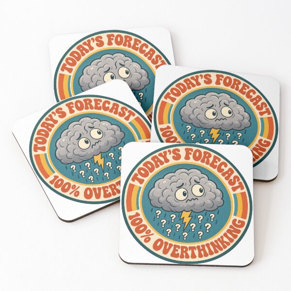 Item preview, Today's Forecast 100% Overthinking - Retro Weather Badge designed and sold by ManxCatAndy.