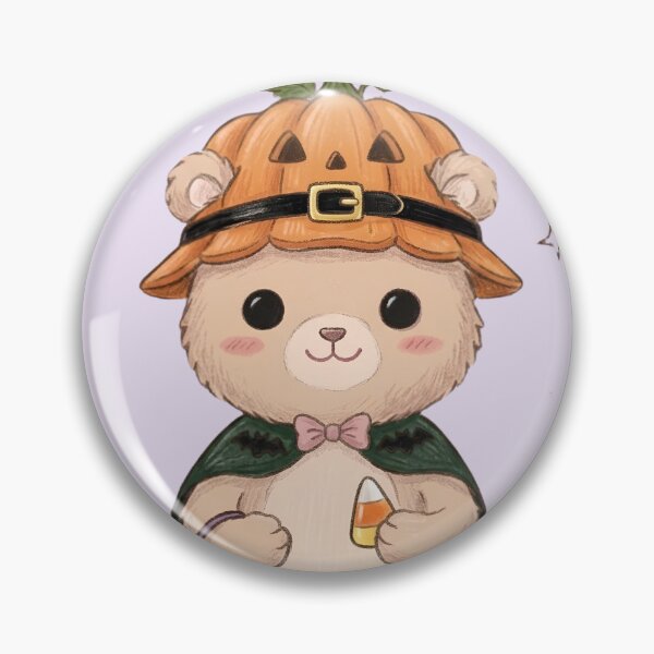 Artikelvorschau, Cute Halloween Bear Pumpkin Hat Green Cape Candy Corn Kawaii Art entworfen und verkauft von Alt Casterwill .