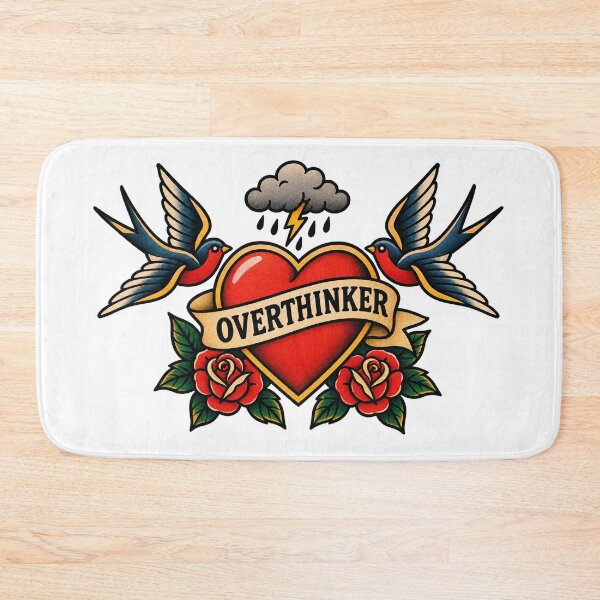Item preview, Overthinker - Old School Tattoo Flash Heart designed and sold by ManxCatAndy.