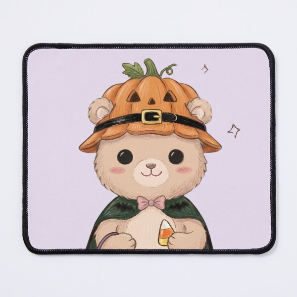 Artikelvorschau, Cute Halloween Bear Pumpkin Hat Green Cape Candy Corn Kawaii Art entworfen und verkauft von Alt Casterwill .