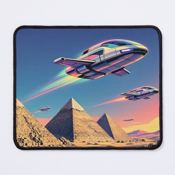 Item preview, Ancient Aliens Egyptian Pyramids | Retro Sci-Fi Spaceship Art designed and sold by Dogandesighn.