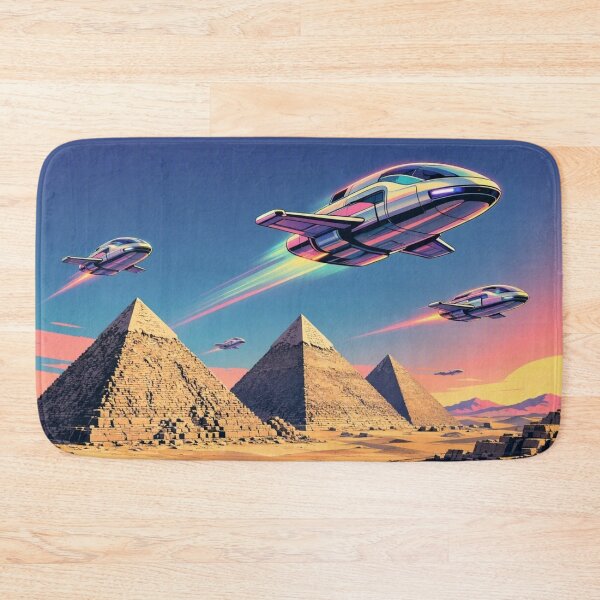 Item preview, Ancient Aliens Egyptian Pyramids | Retro Sci-Fi Spaceship Art designed and sold by Dogandesighn.