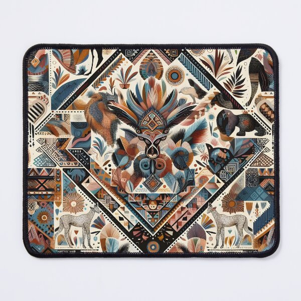 Item preview, Wildlife Geometric Mosaic – Earthy Animal & Botanical Pattern designed and sold by Apex Designs.