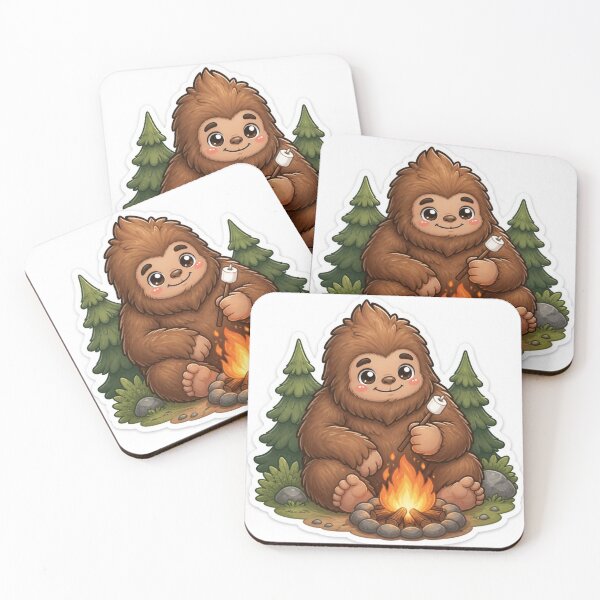 Item preview, Cute Kawaii Bigfoot Sticker Campfire Illustration designed and sold by Coco Zone .