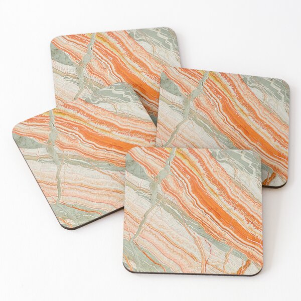 Item preview, Orange and Sage Green Striped Stone Abstract - Solar Strata designed and sold by Atlas-of-Worlds.