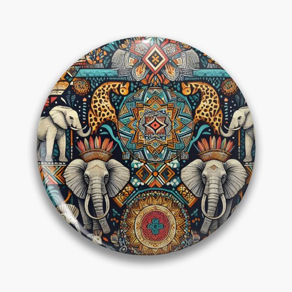 Item preview, Safari Wildlife Mosaic – Elephants & Big Cats Geometric Art designed and sold by Apex Designs.