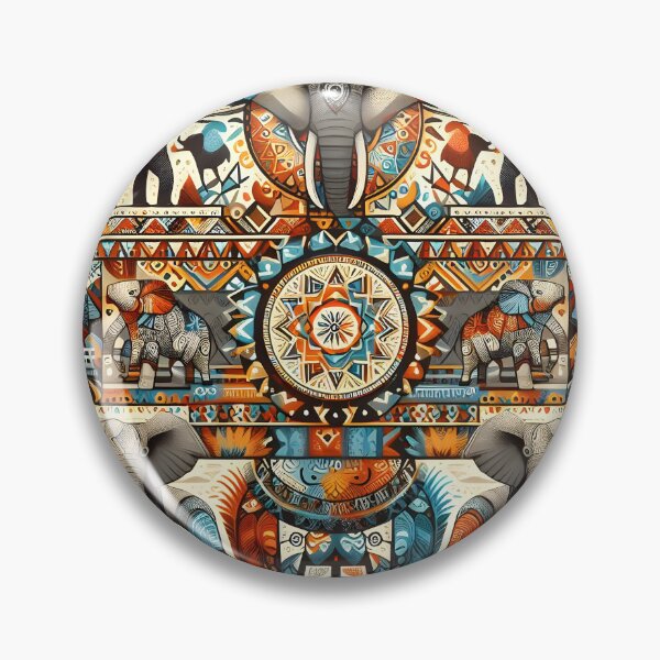 Item preview, Elephant Geometric Mosaic – Colorful Ornamental Wildlife Pattern designed and sold by Apex Designs.