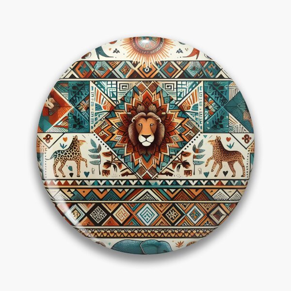 Item preview, Safari Wildlife Geometric Pattern – Lion Elephant & Giraffe Art designed and sold by Apex Designs.