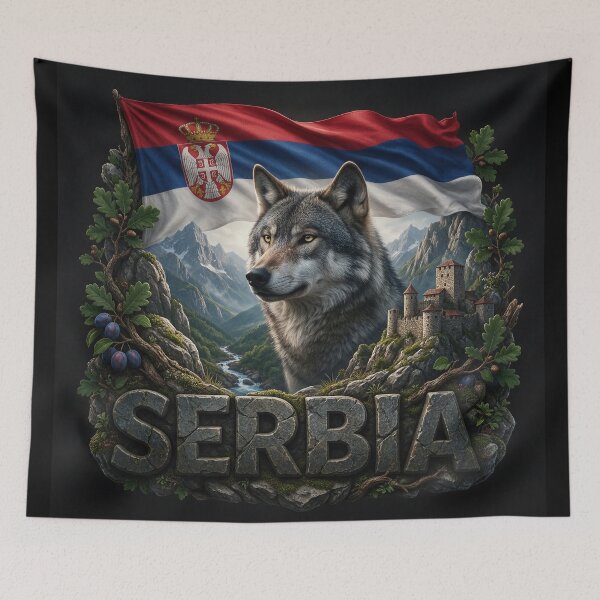 Item preview, Patrimonio de Serbia: Emblema del Lobo y los Balcanes designed and sold by FlagX.