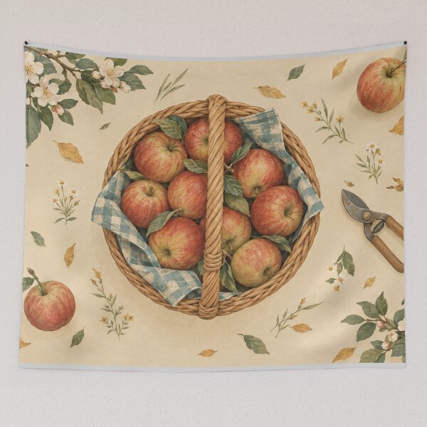 Item preview, Autumn Apple Basket Garden Still Life designed and sold by hattie's.