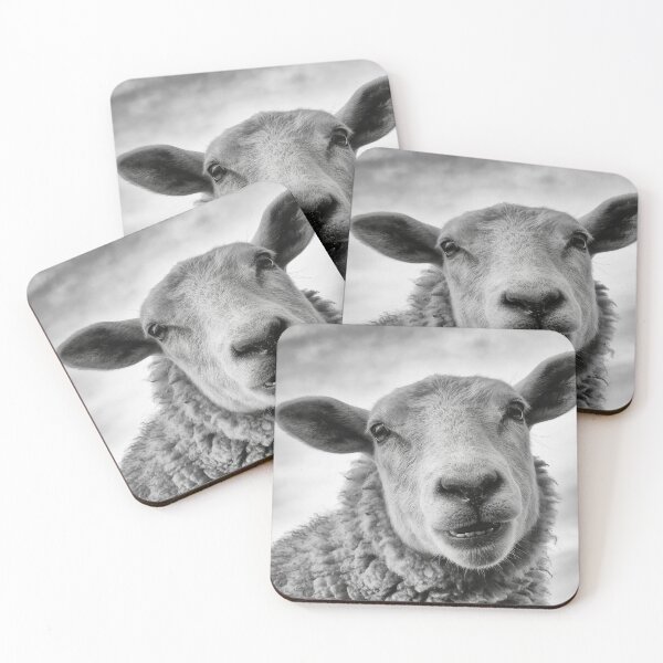 Item preview, Funny Black and White Sheep Portrait Print, Cute Farm Animal Wall Art designed and sold by QuietCanvasArtworks.
