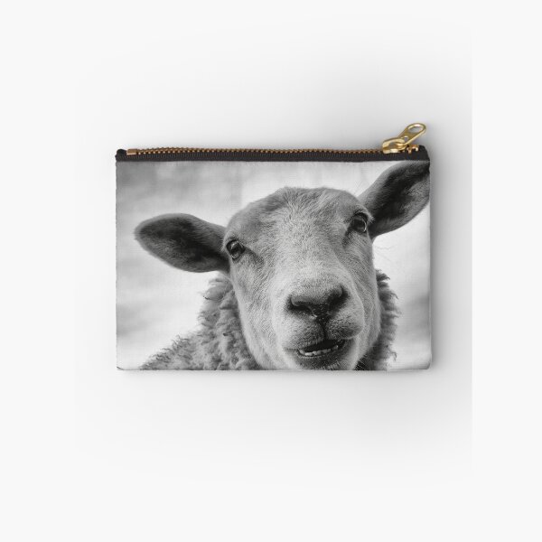 Item preview, Funny Black and White Sheep Portrait Print, Cute Farm Animal Wall Art designed and sold by QuietCanvasArtworks.