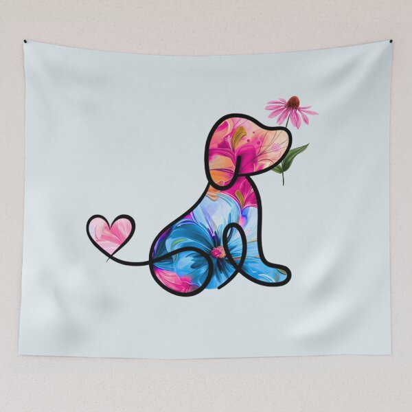 Item preview, Rose/azul floral dog with heart tail and pink daisy designed and sold by SuncatcherPhoto.