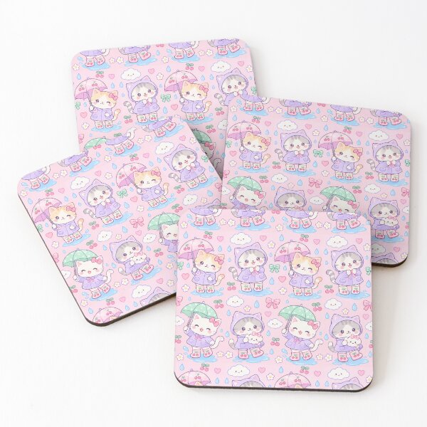 Item preview, Kawaii Rainy Day Kitty with Cherry Rain Boots designed and sold by Soft Berry Studio.