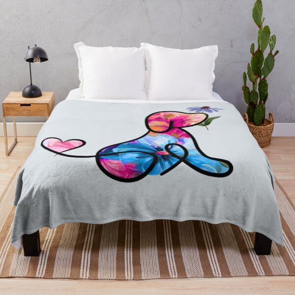 Item preview, Blue/rose floral dog with heart tail and blue daisy designed and sold by SuncatcherPhoto.