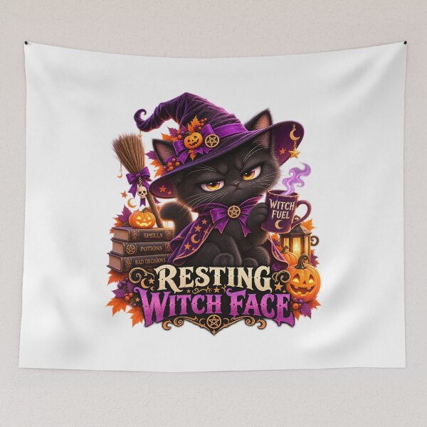 Item preview, Resting Witch Face Black Cat designed and sold by Dovarune.