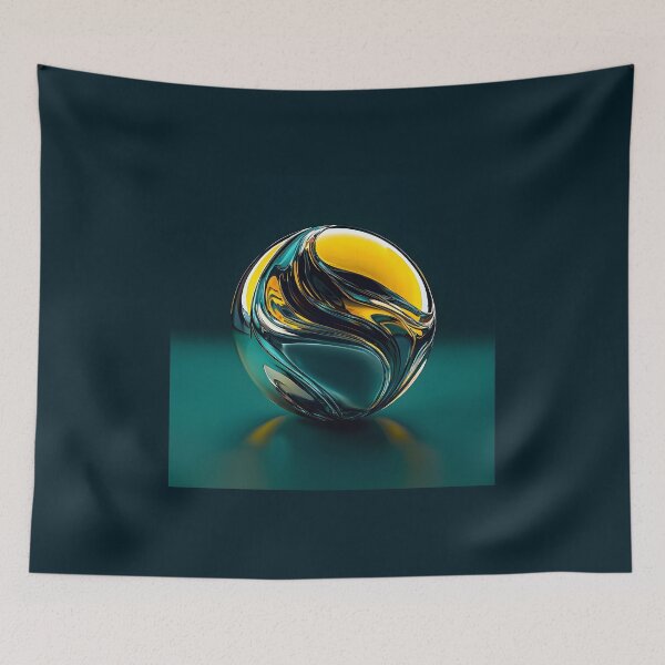 Item preview, Liquid Chrome Orb, 3d Render, Vibrant Yellow designed and sold by Checho30.