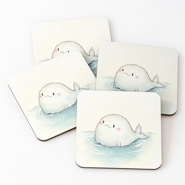 Item preview, Cute Round Baby Beluga Whale - Chubby Kawaii Sea Life designed and sold by DariaCraft.
