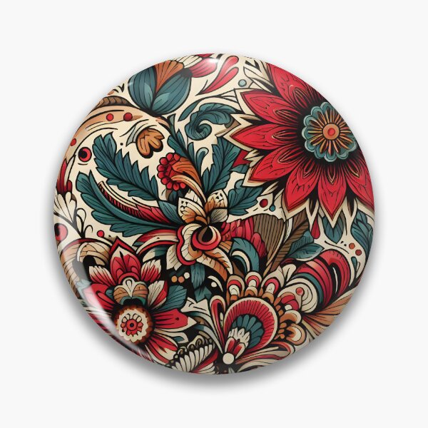 Item preview, Red Ornamental Floral Pattern – Vintage Botanical Maximalist Art designed and sold by Apex Designs.