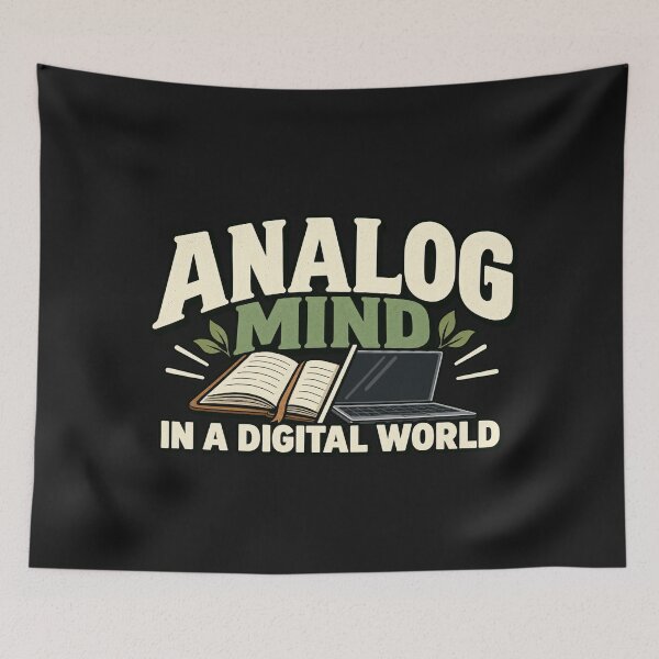 Item preview, Analog Mind In A Digital World – Minimalist Digital Detox and Old School Humor designed and sold by GingaArt.