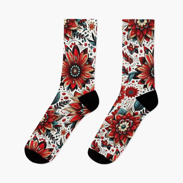 Item preview, Red Ornamental Floral Pattern – Teal Botanical Mosaic Art designed and sold by Apex Designs.