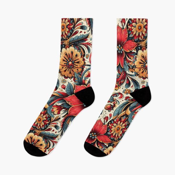Item preview, Red Orange Floral Pattern – Ornamental Botanical Garden Art designed and sold by Apex Designs.