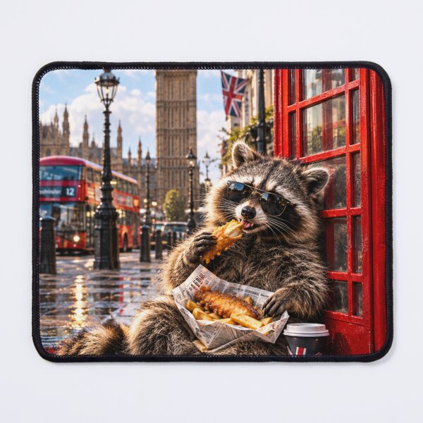 Item preview, Raccoon eating chips in London designed and sold by MalwasBasket.