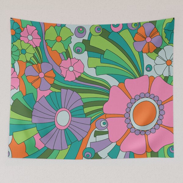 Item preview, Retro Mod Abstract Psychedelic Daisy Floral designed and sold by RetroMaggie.