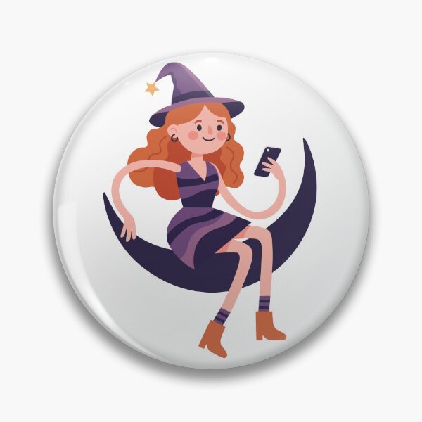 Item preview, Cute Witch Sitting on Crescent Moon designed and sold by natalielaf.