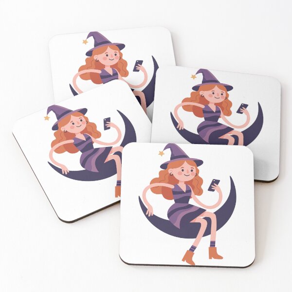 Item preview, Cute Witch Sitting on Crescent Moon designed and sold by natalielaf.
