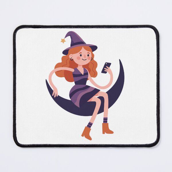 Item preview, Cute Witch Sitting on Crescent Moon designed and sold by natalielaf.