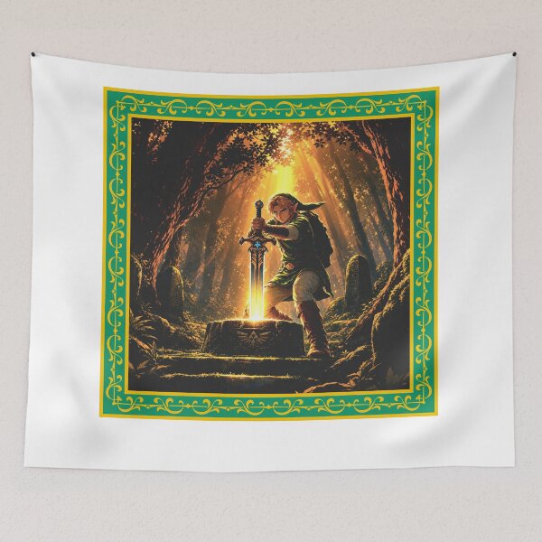Item preview, Link Pulling Master Sword in Lost Woods designed and sold by FreakNRetro.