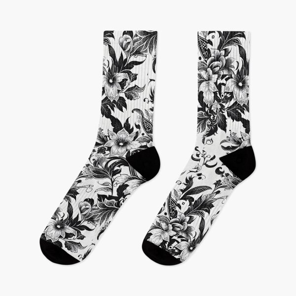 Item preview, Monochrome Floral Garden – Ornamental Botanical Pattern designed and sold by Apex Designs.