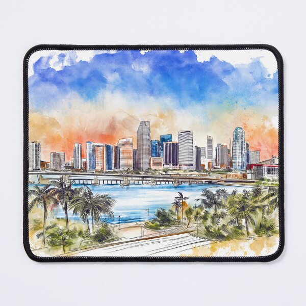 Item preview, Vibrant Miami Cityscape with Palms designed and sold by kolonjArt.