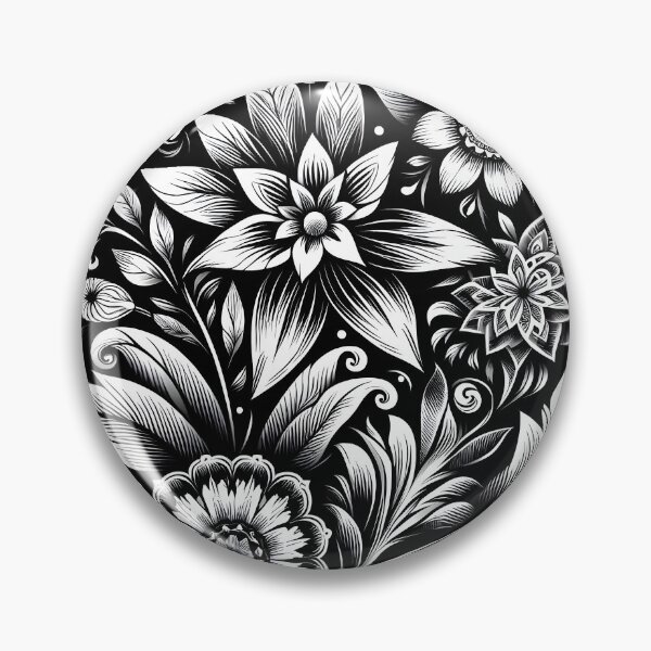 Artikelvorschau, Monochromer Blumengarten – Aufwendiges schwarzes Pflanzenmuster entworfen und verkauft von Apex Designs.