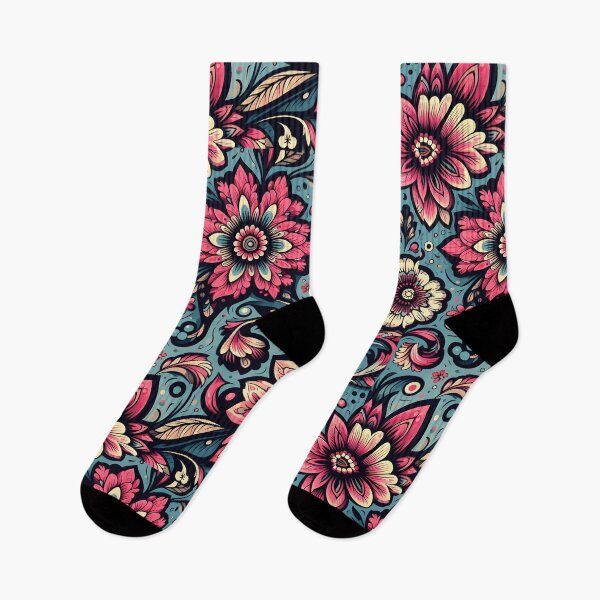 Item preview, Pink Teal Ornamental Floral Pattern – Bold Botanical Art designed and sold by Apex Designs.