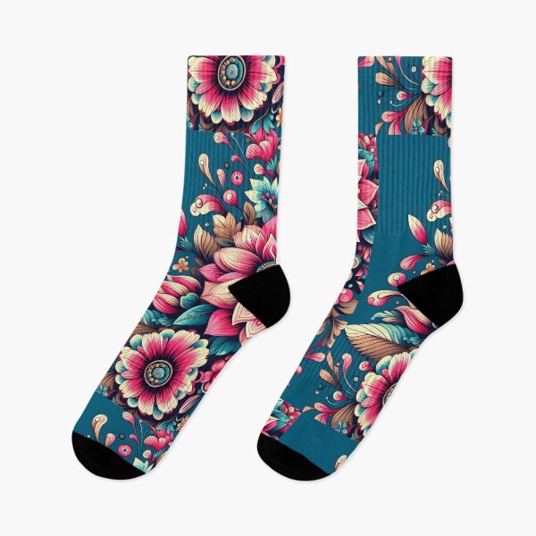 Item preview, Pink Teal Floral Pattern – Vibrant Ornamental Botanical Art designed and sold by Apex Designs.