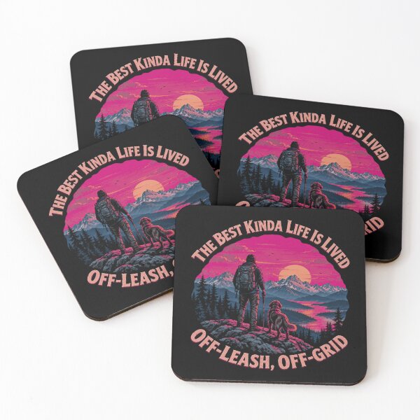 Item preview, The Best Life Is Lived Off-Leash – Hiking Dog Dad Retro Sunset designed and sold by Woof-Worthy-ART.