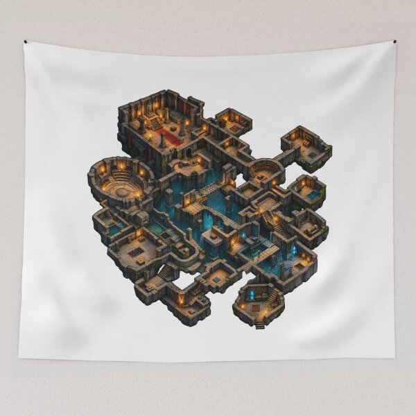 Item preview, Isometric Fantasy Dungeon Map – Epic RPG Labyrinth designed and sold by builtforyou.