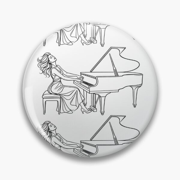 Item preview, Elegant Pianist Woman Playing Grand Piano - Classical Music Line Art Design designed and sold by Nubian Style.