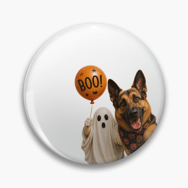 Item preview, German Shepherd Halloween Selfie Boo Spooky Ghost Dog Art designed and sold by gushtera.