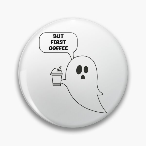 Item preview, But First Coffee Cute Ghost - Funny Comic Speech Bubble Sticker designed and sold by YellowLion.