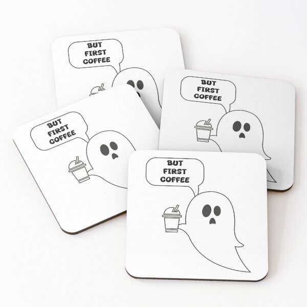 Item preview, But First Coffee Cute Ghost - Funny Comic Speech Bubble Sticker designed and sold by YellowLion.