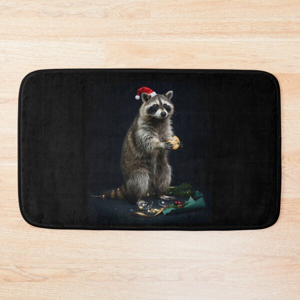 Item preview, Raccoon Christmas Thief in Santa Hat Xmas Cookies designed and sold by Fitswear.