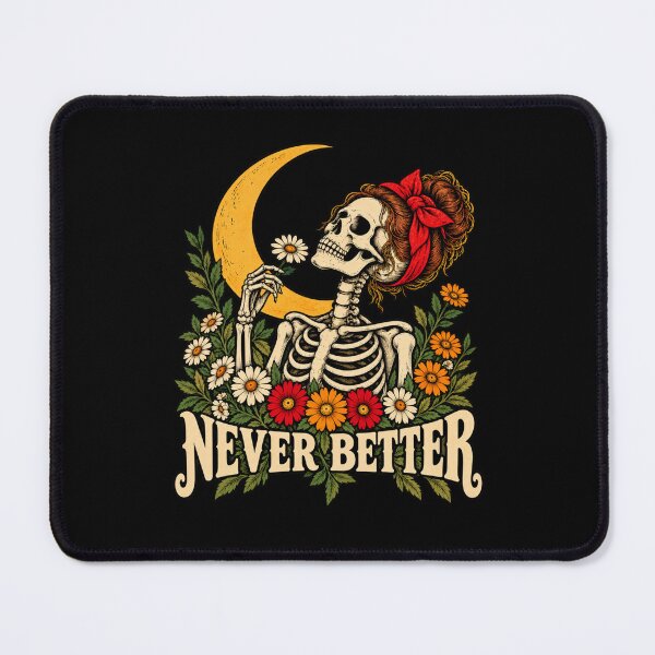 Item preview, Never Better Skeleton Woman Vintage Moon & Flower designed and sold by ivonova.