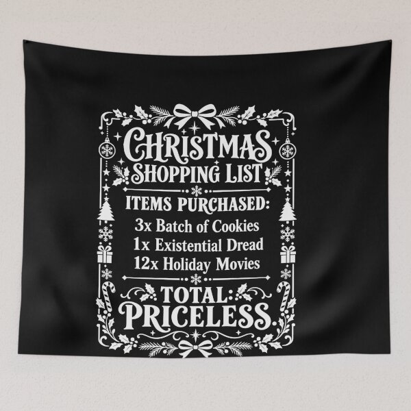 Artikelvorschau, Christmas Shopping List Existential Dread Priceless Holiday Humor entworfen und verkauft von sportfantees.