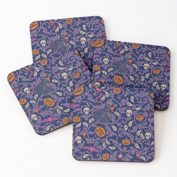 Item preview, Vintage Baroque Halloween Pattern with Pumpkins and Skulls. Purple designed and sold by SIR13.