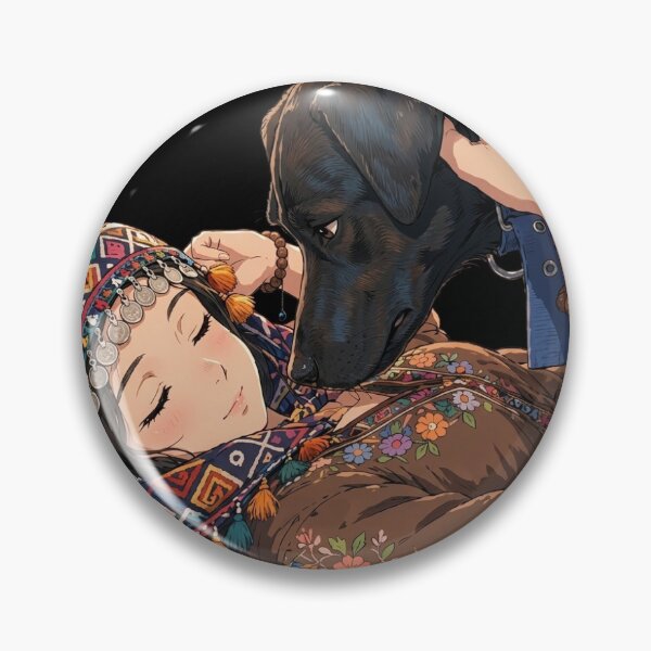 Item preview, Amazigh Girl With Black Dog - Berber Culture Anime Art - Dog Mom Morocco designed and sold by Tagimaro.