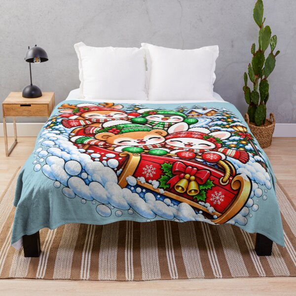 Item preview, now i need an seo optimized redbubble title for this Kawaii Christmas Sleigh Ride with Cute Winter Animals, Snowy Holiday Wonderland designed and sold by ALH Apparel.